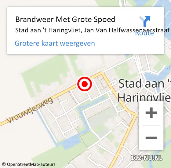 Locatie op kaart van de 112 melding: Brandweer Met Grote Spoed Naar Stad aan 't Haringvliet, Jan Van Halfwassenaerstraat op 26 juli 2016 23:52