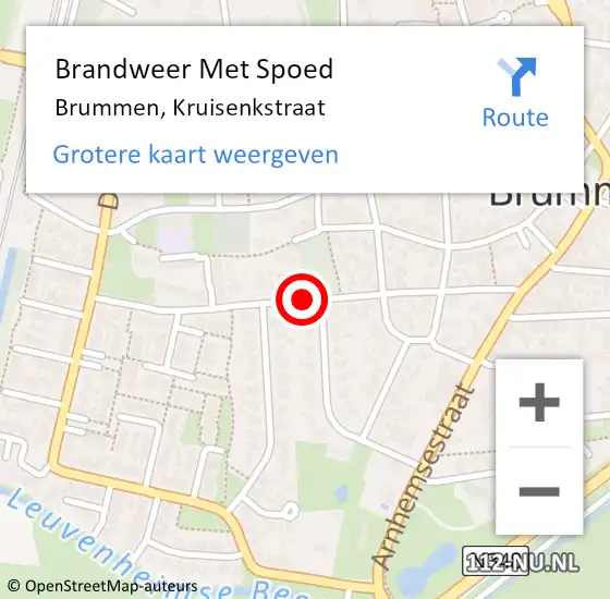 Locatie op kaart van de 112 melding: Brandweer Met Spoed Naar Brummen, Kruisenkstraat op 27 juli 2016 00:11