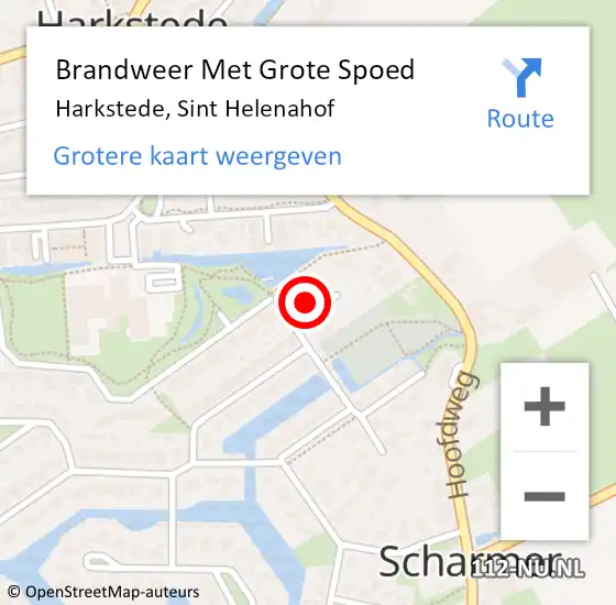 Locatie op kaart van de 112 melding: Brandweer Met Grote Spoed Naar Harkstede, Sint Helenahof op 27 juli 2016 05:28