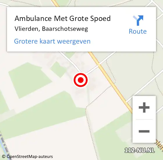 Locatie op kaart van de 112 melding: Ambulance Met Grote Spoed Naar Vlierden, Baarschotseweg op 27 juli 2016 05:53
