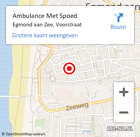 Locatie op kaart van de 112 melding: Ambulance Met Spoed Naar Egmond aan Zee, Voorstraat op 27 juli 2016 05:58