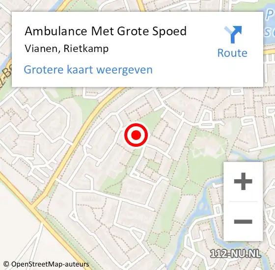 Locatie op kaart van de 112 melding: Ambulance Met Grote Spoed Naar Vianen, Rietkamp op 27 juli 2016 06:58