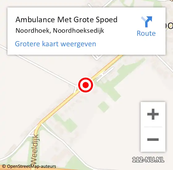 Locatie op kaart van de 112 melding: Ambulance Met Grote Spoed Naar Noordhoek, Noordhoeksedijk op 27 juli 2016 07:25