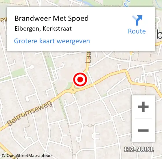Locatie op kaart van de 112 melding: Brandweer Met Spoed Naar Eibergen, Kerkstraat op 27 juli 2016 09:44