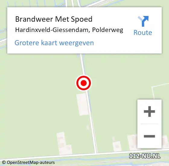 Locatie op kaart van de 112 melding: Brandweer Met Spoed Naar Hardinxveld-Giessendam, Polderweg op 27 juli 2016 11:45