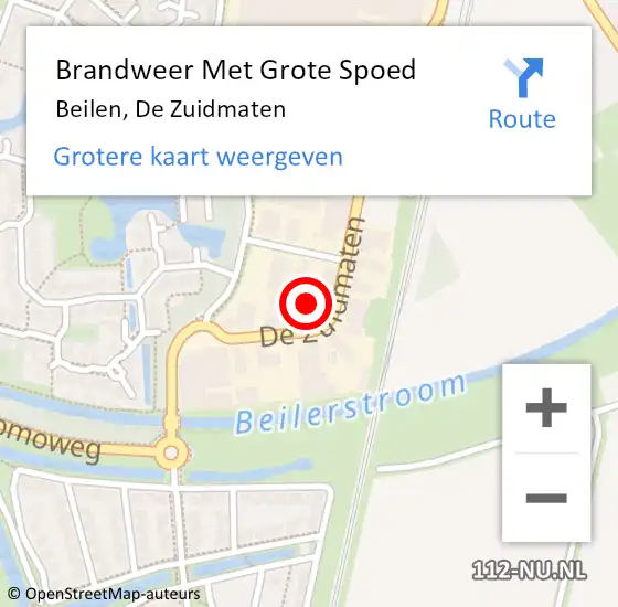 Locatie op kaart van de 112 melding: Brandweer Met Grote Spoed Naar Beilen, De Zuidmaten op 27 juli 2016 11:51