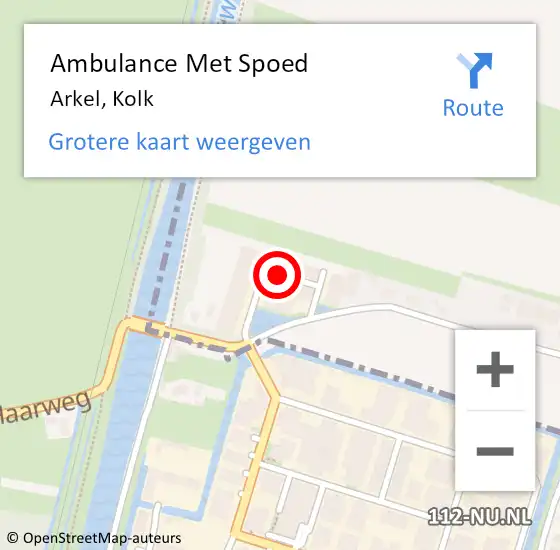 Locatie op kaart van de 112 melding: Ambulance Met Spoed Naar Arkel, Kolk op 27 juli 2016 13:01