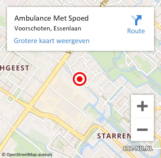 Locatie op kaart van de 112 melding: Ambulance Met Spoed Naar Voorschoten, Essenlaan op 27 juli 2016 13:10