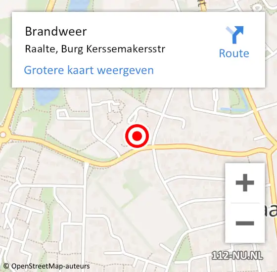 Locatie op kaart van de 112 melding: Brandweer Raalte, Burg Kerssemakersstr op 27 juli 2016 13:35