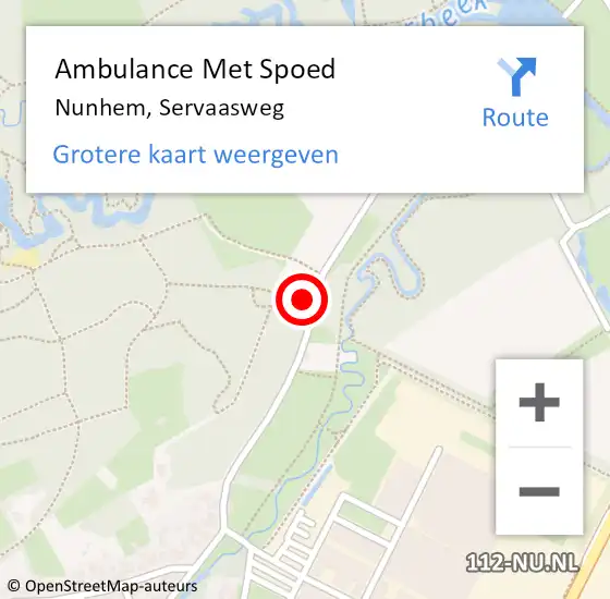 Locatie op kaart van de 112 melding: Ambulance Met Spoed Naar Nunhem, Servaasweg op 27 juli 2016 14:08