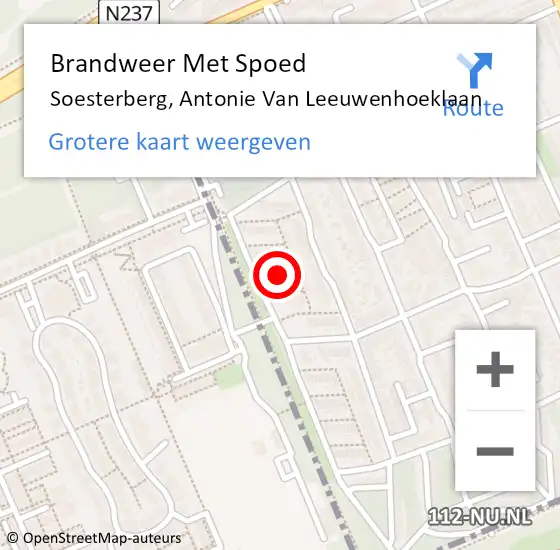 Locatie op kaart van de 112 melding: Brandweer Met Spoed Naar Soesterberg, Antonie Van Leeuwenhoeklaan op 27 juli 2016 14:39