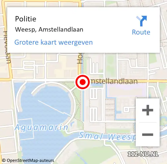 Locatie op kaart van de 112 melding: Politie Weesp, Amstellandlaan op 27 juli 2016 17:26