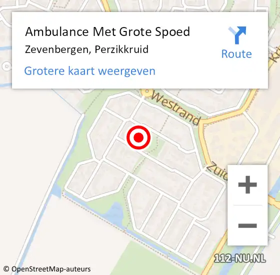 Locatie op kaart van de 112 melding: Ambulance Met Grote Spoed Naar Zevenbergen, Perzikkruid op 27 juli 2016 17:46