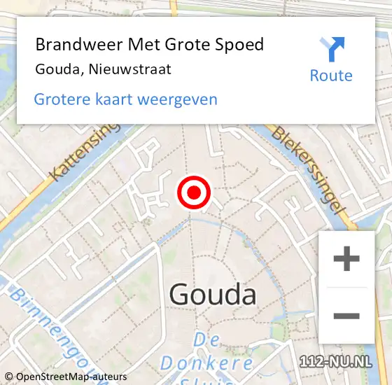 Locatie op kaart van de 112 melding: Brandweer Met Grote Spoed Naar Gouda, Nieuwstraat op 22 december 2013 16:53