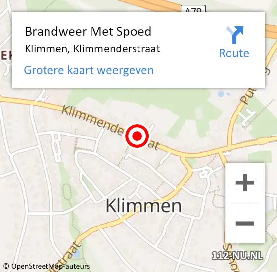 Locatie op kaart van de 112 melding: Brandweer Met Spoed Naar Klimmen, Klimmenderstraat op 27 juli 2016 18:33