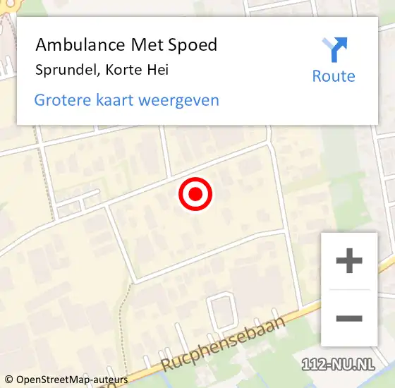 Locatie op kaart van de 112 melding: Ambulance Met Spoed Naar Sprundel, Korte Hei op 27 juli 2016 18:44