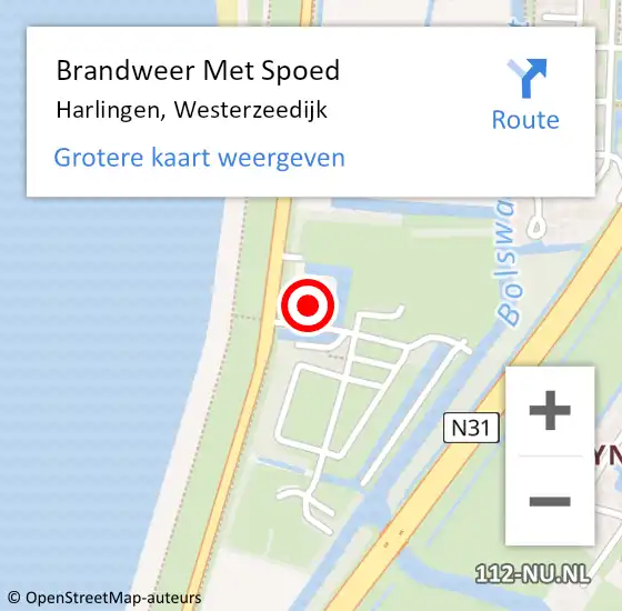 Locatie op kaart van de 112 melding: Brandweer Met Spoed Naar Harlingen, Westerzeedijk op 27 juli 2016 18:49