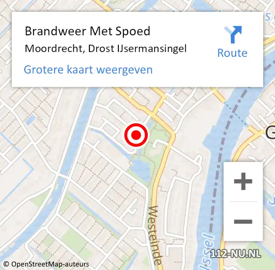 Locatie op kaart van de 112 melding: Brandweer Met Spoed Naar Moordrecht, Drost IJsermansingel op 27 juli 2016 19:01