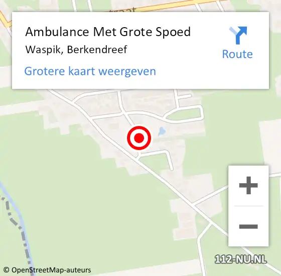 Locatie op kaart van de 112 melding: Ambulance Met Grote Spoed Naar Waspik, Berkendreef op 27 juli 2016 19:34