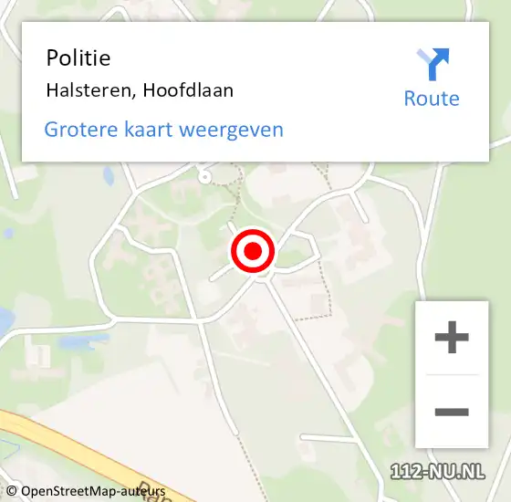 Locatie op kaart van de 112 melding: Politie Halsteren, Hoofdlaan op 27 juli 2016 20:09