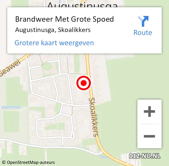 Locatie op kaart van de 112 melding: Brandweer Met Grote Spoed Naar Augustinusga, Skoalikkers op 27 juli 2016 20:20