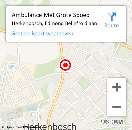 Locatie op kaart van de 112 melding: Ambulance Met Grote Spoed Naar Herkenbosch, Edmond Bellefroidlaan op 27 juli 2016 20:43