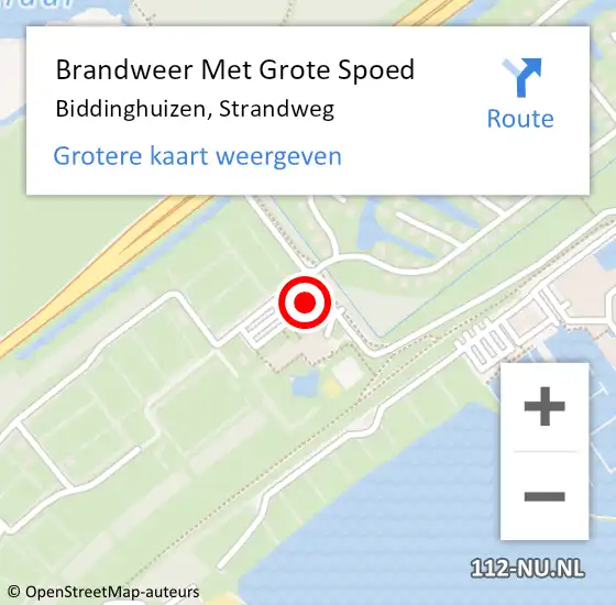 Locatie op kaart van de 112 melding: Brandweer Met Grote Spoed Naar Biddinghuizen, Strandweg op 27 juli 2016 22:13