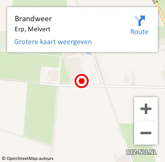 Locatie op kaart van de 112 melding: Brandweer Erp, Melvert op 27 juli 2016 23:38