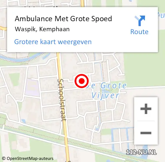 Locatie op kaart van de 112 melding: Ambulance Met Grote Spoed Naar Waspik, Kemphaan op 28 juli 2016 00:37