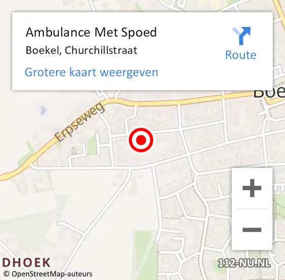 Locatie op kaart van de 112 melding: Ambulance Met Spoed Naar Boekel, Churchillstraat op 28 juli 2016 01:27