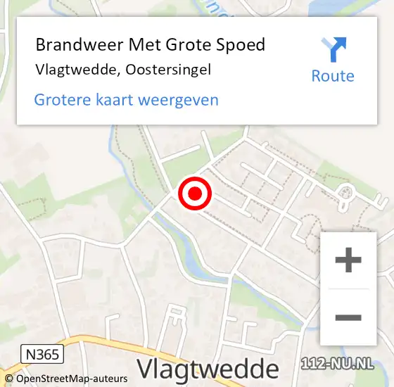 Locatie op kaart van de 112 melding: Brandweer Met Grote Spoed Naar Vlagtwedde, Oostersingel op 22 december 2013 17:29