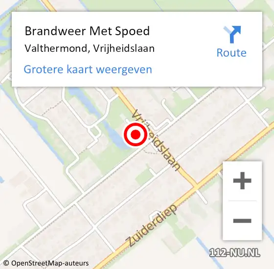 Locatie op kaart van de 112 melding: Brandweer Met Spoed Naar Valthermond, Vrijheidslaan op 28 juli 2016 01:48