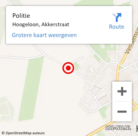 Locatie op kaart van de 112 melding: Politie Hoogeloon, Akkerstraat op 28 juli 2016 02:07