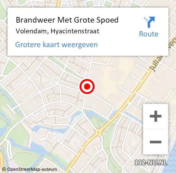 Locatie op kaart van de 112 melding: Brandweer Met Grote Spoed Naar Volendam, Hyacintenstraat op 28 juli 2016 02:53