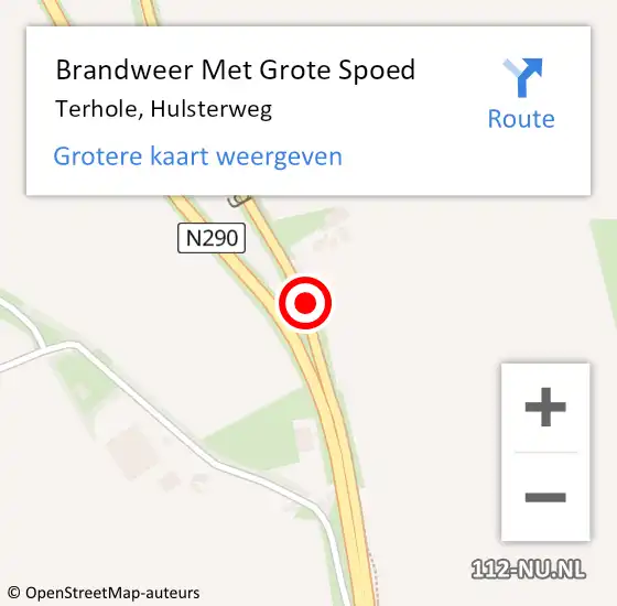 Locatie op kaart van de 112 melding: Brandweer Met Grote Spoed Naar Terhole, Hulsterweg op 28 juli 2016 05:39