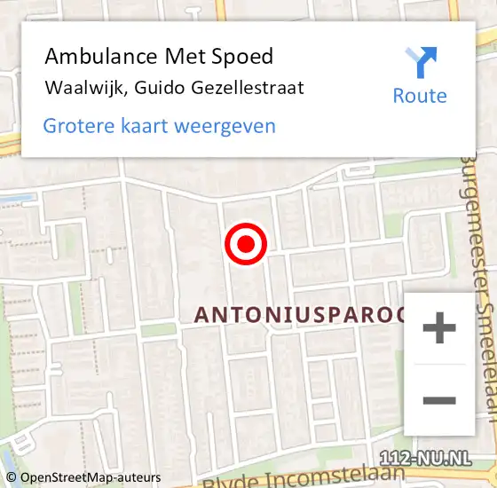 Locatie op kaart van de 112 melding: Ambulance Met Spoed Naar Waalwijk, Guido Gezellestraat op 28 juli 2016 06:54