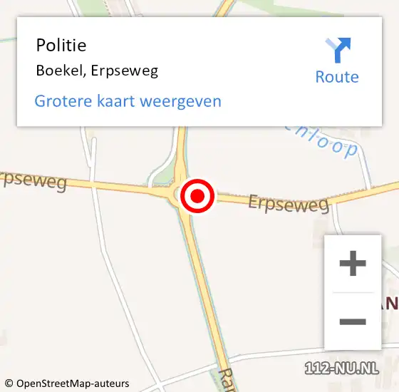 Locatie op kaart van de 112 melding: Politie Boekel, Erpseweg op 28 juli 2016 07:48