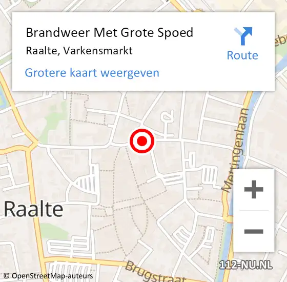 Locatie op kaart van de 112 melding: Brandweer Met Grote Spoed Naar Raalte, Varkensmarkt op 28 juli 2016 09:13