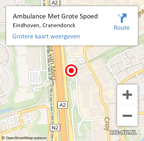 Locatie op kaart van de 112 melding: Ambulance Met Grote Spoed Naar Eindhoven, Cranendonck op 28 juli 2016 09:26