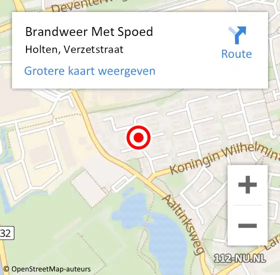 Locatie op kaart van de 112 melding: Brandweer Met Spoed Naar Holten, Verzetstraat op 28 juli 2016 09:51