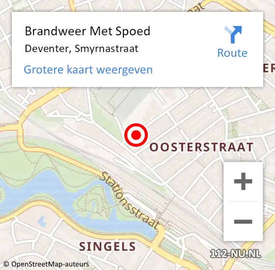 Locatie op kaart van de 112 melding: Brandweer Met Spoed Naar Deventer, Smyrnastraat op 28 juli 2016 10:57