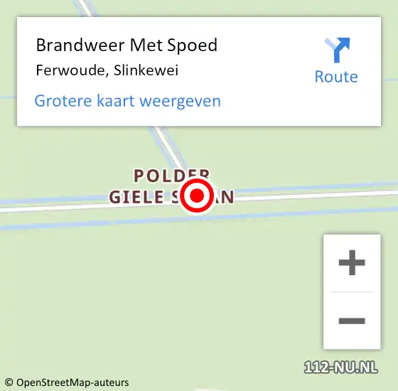 Locatie op kaart van de 112 melding: Brandweer Met Spoed Naar Ferwoude, Slinkewei op 28 juli 2016 11:05