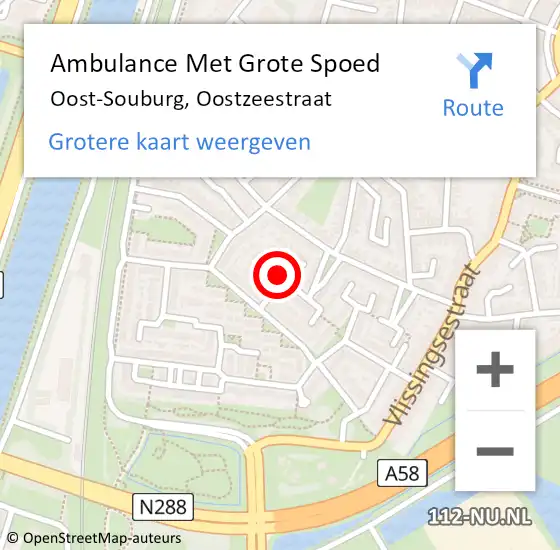 Locatie op kaart van de 112 melding: Ambulance Met Grote Spoed Naar Oost-Souburg, Oostzeestraat op 28 juli 2016 11:59