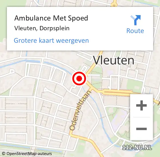 Locatie op kaart van de 112 melding: Ambulance Met Spoed Naar Vleuten, Dorpsplein op 28 juli 2016 12:13