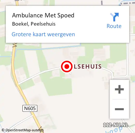 Locatie op kaart van de 112 melding: Ambulance Met Spoed Naar Boekel, Peelsehuis op 28 juli 2016 13:07