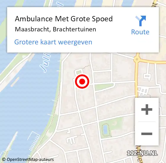 Locatie op kaart van de 112 melding: Ambulance Met Grote Spoed Naar Maasbracht, Brachtertuinen op 28 juli 2016 13:32