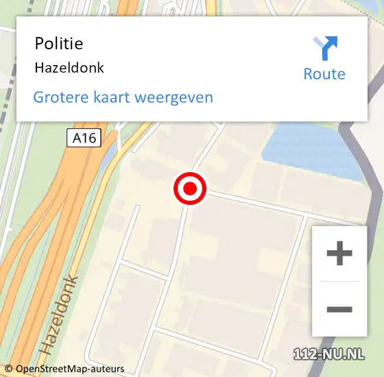 Locatie op kaart van de 112 melding: Politie Hazeldonk op 28 juli 2016 14:00