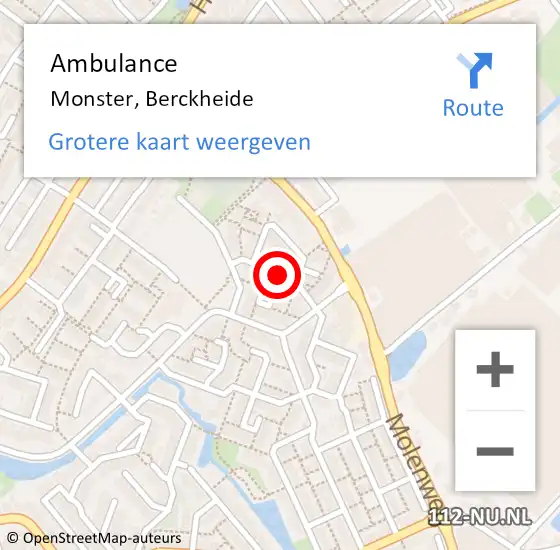 Locatie op kaart van de 112 melding: Ambulance Monster, Berckheide op 28 juli 2016 14:37