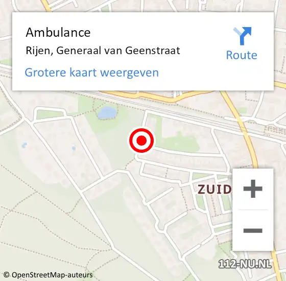 Locatie op kaart van de 112 melding: Ambulance Rijen, Generaal van Geenstraat op 28 juli 2016 14:40