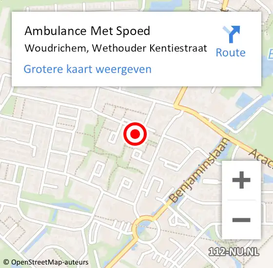 Locatie op kaart van de 112 melding: Ambulance Met Spoed Naar Woudrichem, Wethouder Kentiestraat op 28 juli 2016 15:14